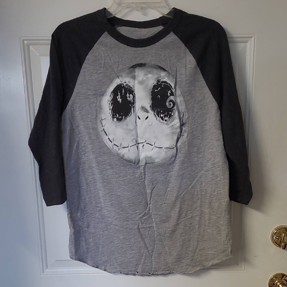 Disney Gray and Black Raglan Long Sleeve Tee